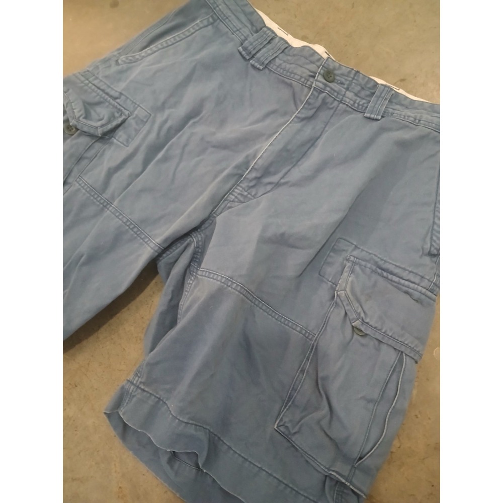 Vintage Polo Ralph Lauren BLUE Cargo Shorts Mens 36'fits 38w Khaki Chino Preppy - Picture 2 of 11